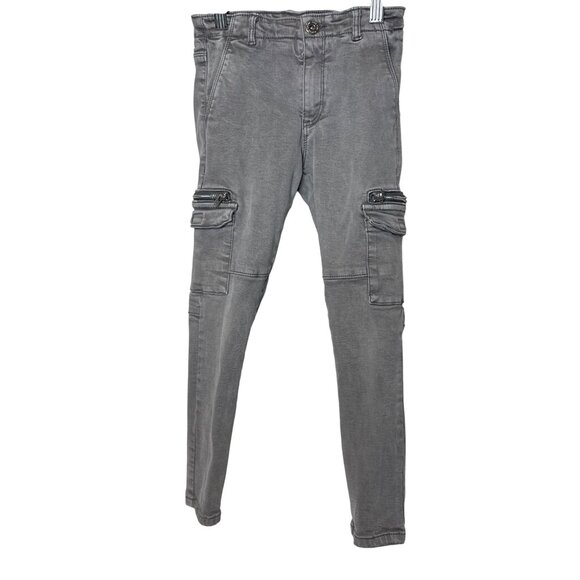 ZARA Girls 7 Cargo Skinny Jeans Gray Stretch Denim ⚠️ Zipper Doesn’t Always Zip - Picture 1 of 14